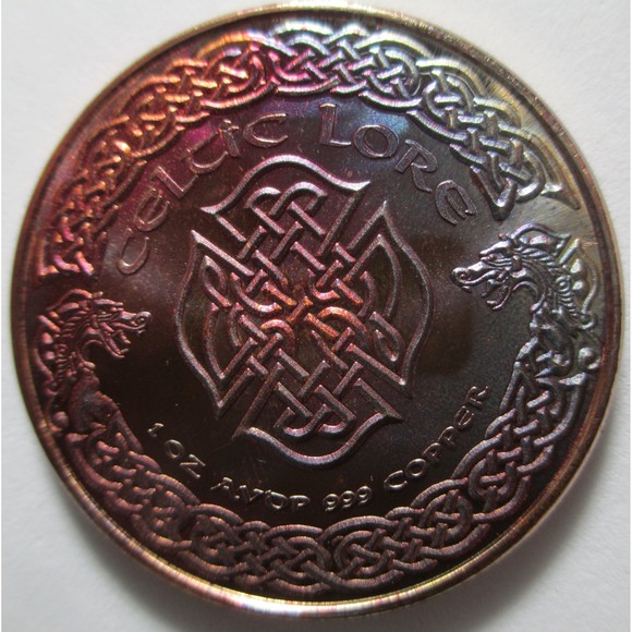 Celtic Lore: Welsh Red Dragon, 1 Oz Copper COLORED Coin - Picture 3 of 4